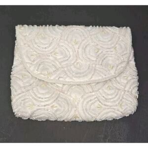 1970s Handmade Cocktail Clutch Purse Magnetic Snap Faux Pearl Embellished Vtg